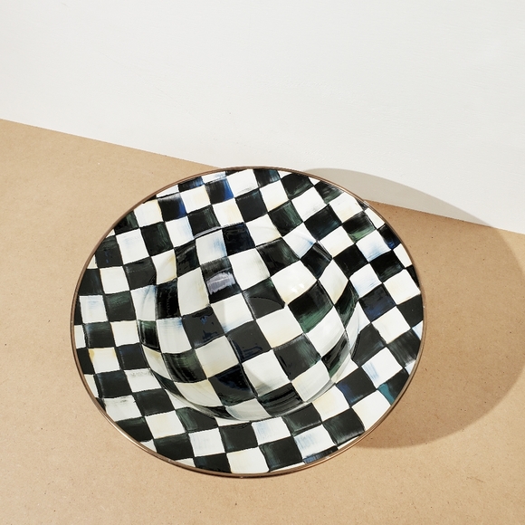 MacKenzieChilds Kitchen Mackenzie Childs Classic Courtly Check Enamel Serving Bowl